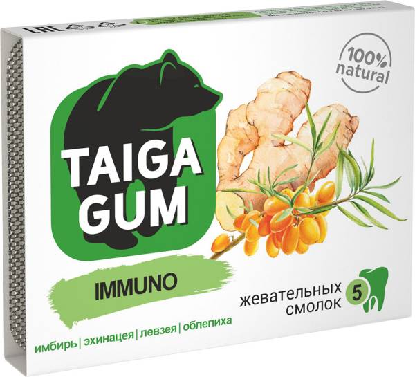 Изображение товара Смолка жевательная Taiga Gum Иммуно Алтайский нектар 5шт Смолка жевательная Taiga Gum Иммуно Алтайский нектар 5шт фотография