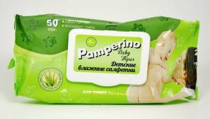 Влажные салфетки детские Pamperino с пластиковым клапаном 50 штук