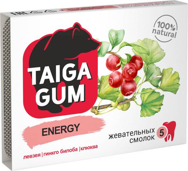 Смолка жевательная Taiga Gum Энерджи Алтайский нектар 5шт фотография